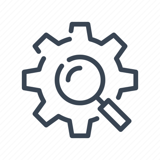 Engineering, engineer, gear, cog, search, settings icon - Download on Iconfinder
