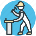 constructor, mechanic, repairer, repairman, worker