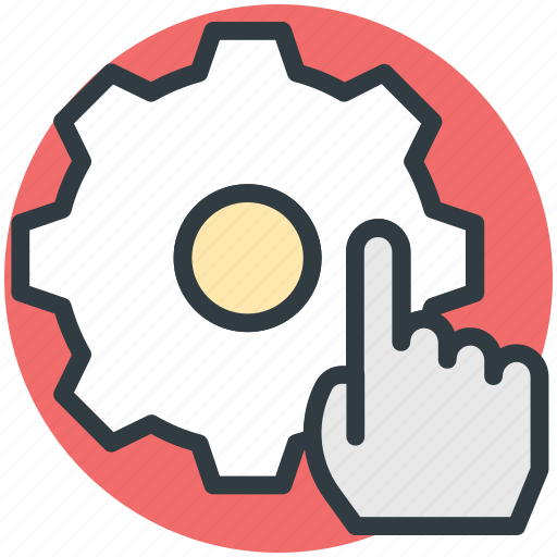 Engineering, finger touch, gear, hand pointing, mechanism icon - Download on Iconfinder