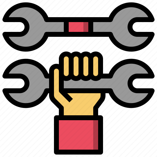 Construction, engineering, hand, industry, tools, worker, wrench icon - Download on Iconfinder