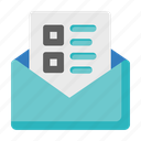 envelope, list, letter, communication, message, check, paper, menu, document