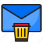 email, envelope, mail, bin, trash 