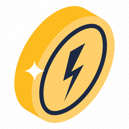 Energy coin, thunder coin, bolt coin, lightning coin, coin icon - Download on Iconfinder