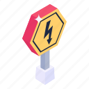 thunder sign, road sign, electric hazard, high voltage sign, thunder caution 