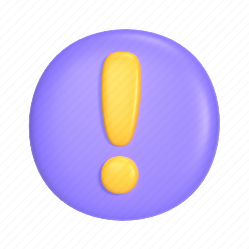 Exclamation, exclamation mark, warning, alert, error, render icon - Download on Iconfinder
