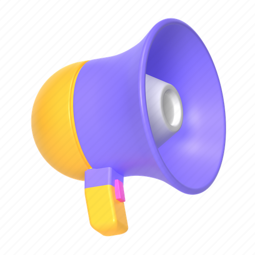 Megaphone, announcement, bullhorn, promotion, marketing, render icon - Download on Iconfinder