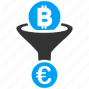 bitcoin, currency conversion, euro, filtration, mining, money exchange, sales funnel