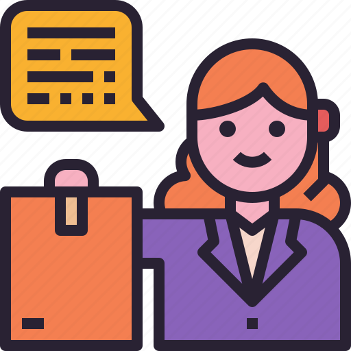 Customer, service, help, desk, support, package, woman icon - Download on Iconfinder
