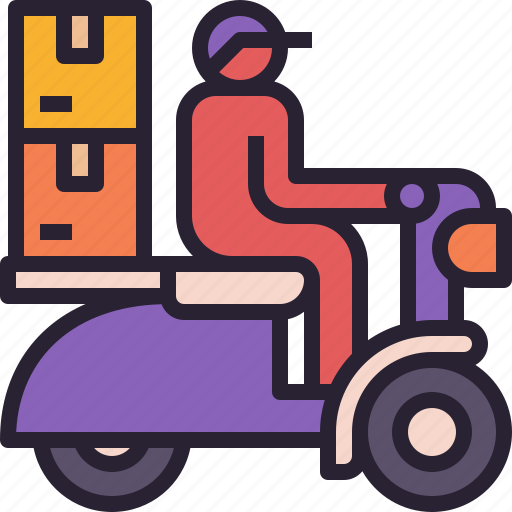 Motorbike, delivery, rider, express, local, food, box icon - Download on Iconfinder