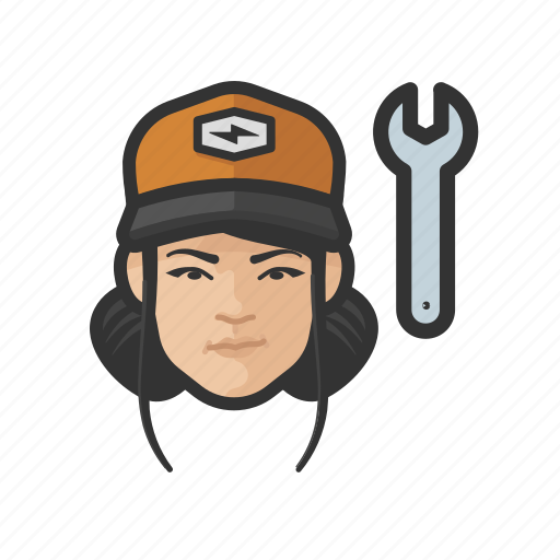 Mechanic, asian, female, avatar icon - Download on Iconfinder