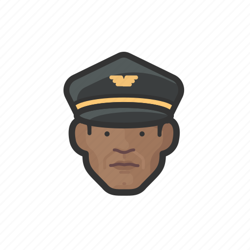 Airline, pilot, black, male icon - Download on Iconfinder