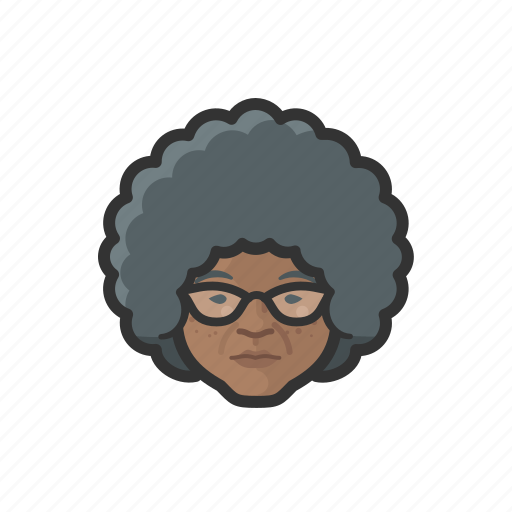 Granny, elderly, old, woman, african, curly, avatar icon - Download on Iconfinder