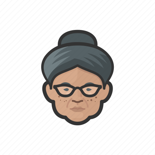 Granny, elderly, old, woman, african, hairbun, avatar icon - Download on Iconfinder