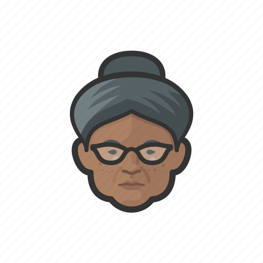 Granny, elderly, old, woman, black, hairbun, avatar icon - Download on Iconfinder