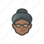 granny, elderly, old, woman, black, hairbun, avatar 