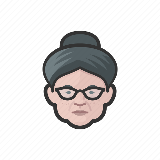 Granny, elderly, old, woman, caucasian, hairbun, avatar icon - Download on Iconfinder