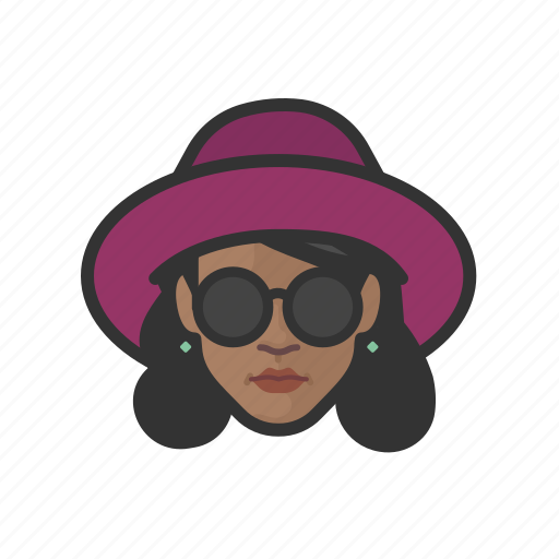 Hat, and, shades, black, female, avatar icon - Download on Iconfinder