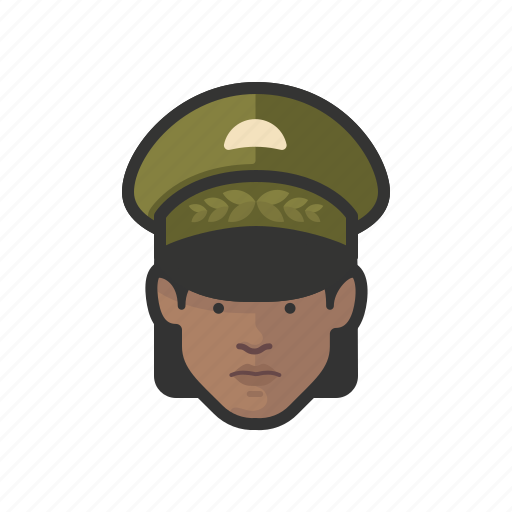 Military, general, black, female, face, woman icon - Download on Iconfinder