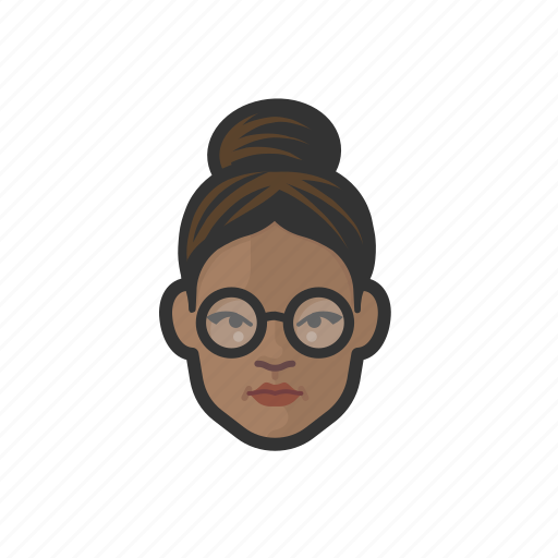 Woman, glasses, hair, bun, black, avatar icon - Download on Iconfinder