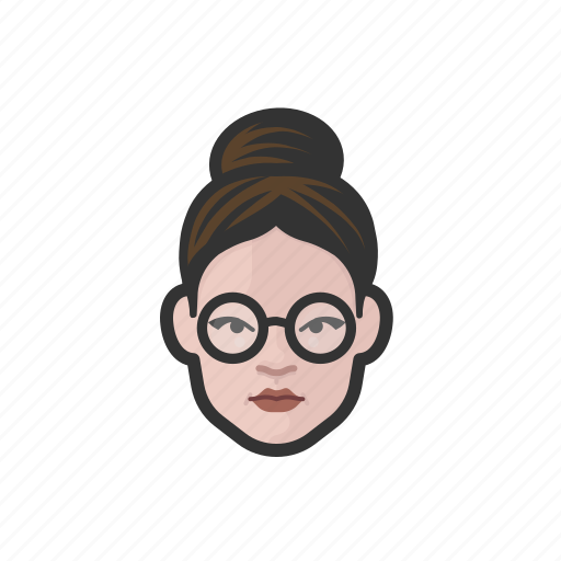 White woman, glasses, hair bun, millennial, avatar icon - Download on Iconfinder