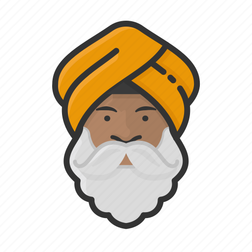 Indian, sikh, turban, beard, avatar, face icon - Download on Iconfinder