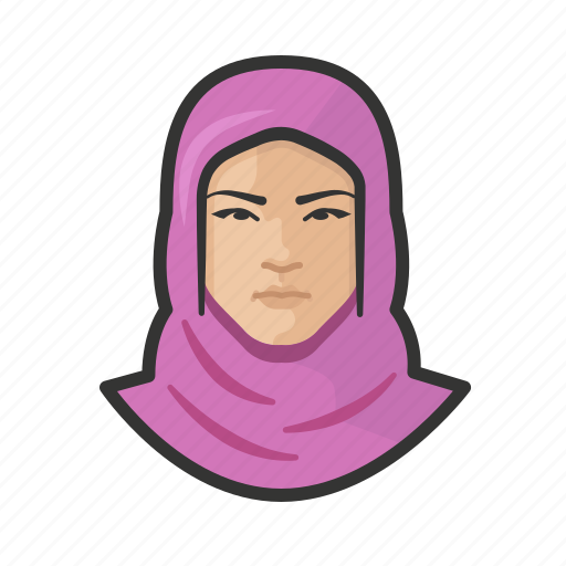 Muslim, attire, asian, female, avatar, face icon - Download on Iconfinder