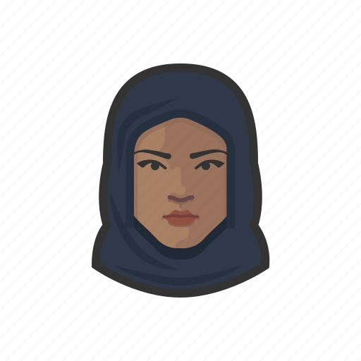 Muslim, attire, black, female, avatar, face icon - Download on Iconfinder