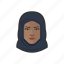 muslim, attire, black, female, avatar, face 