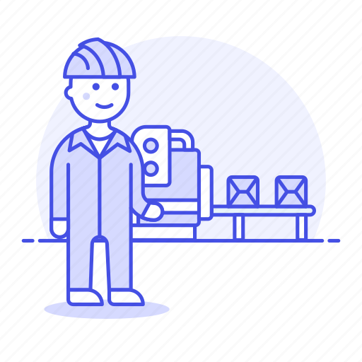 Belt, box, conveyor, engineer, factory, industry, male icon - Download on Iconfinder