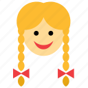 blonde, braids, face, girl, kid, plaits, woman