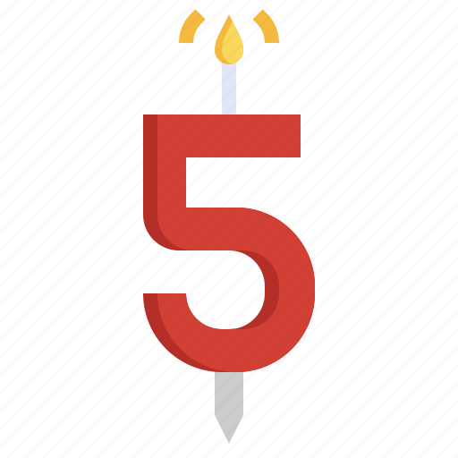 Five, candle, light, fire, birthday, party icon - Download on Iconfinder