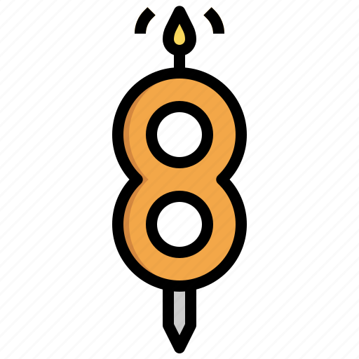 Eight, candle, light, fire, birthday, party icon - Download on Iconfinder