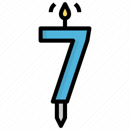 Seven, candle, light, fire, birthday, party icon - Download on Iconfinder