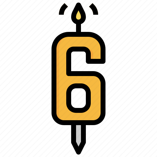 Six, candle, light, fire, birthday, party icon - Download on Iconfinder