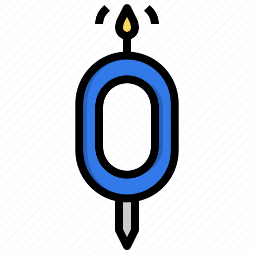Zero, candle, light, fire, birthday, party icon - Download on Iconfinder