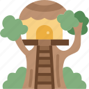treehouse, cottage, woods, forest, adventure