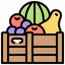 crate, fruits, harvest, productivity, wooden