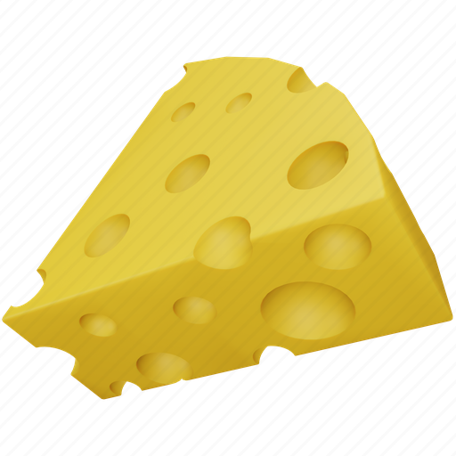 Cheese, farm, agriculture, food, bakery, product, piece 3D illustration - Download on Iconfinder