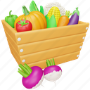 vegetable, basket, farm, agriculture, bucket, food, harvest, gardening 