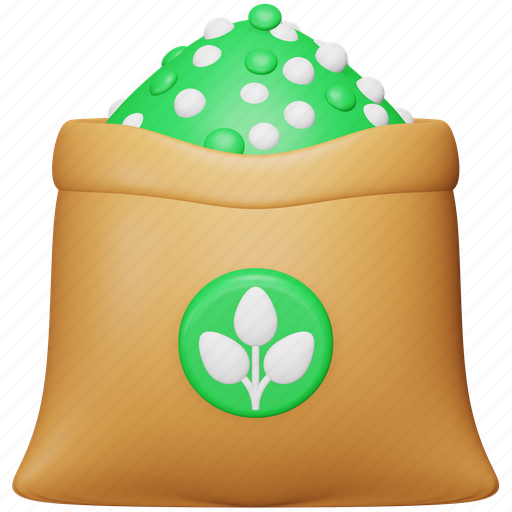 Seeds, farm, agriculture, bag, farming, gardening, sack 3D illustration - Download on Iconfinder