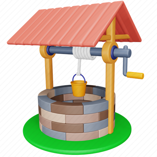Well, farm, agriculture, water, grow, gardening, village 3D illustration - Download on Iconfinder