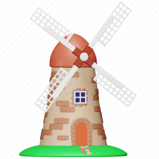 Windmill, farm, agriculture, mill, farming, turbine, energy 3D illustration - Download on Iconfinder