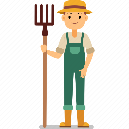 Farmer, character, profession, cartoon, professional, people, cute illustration - Download on Iconfinder