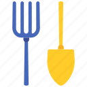 shovel, fork, agriculture, farming, gardening, tool, equipment, farmer, garden
