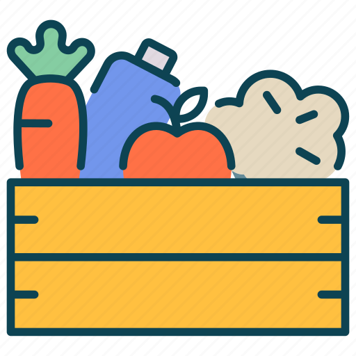 Wooden, crate, fruits, vegetables, harvest icon - Download on Iconfinder