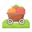 farming cart, vegetable cart, pumpkins cart, barrow, pumpkins, tomatoes, vegetables 