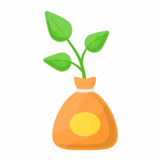 Dirt bag, plant fertilizer, seed bag, sack, burlap, plant, plant growth icon - Download on Iconfinder