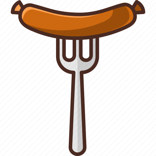 Fast, food, filled, sausage on fork icon - Download on Iconfinder