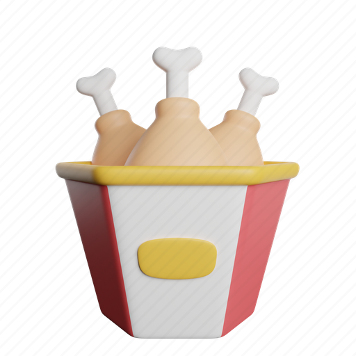 Chicken, bucket, 1, front 3D illustration - Download on Iconfinder