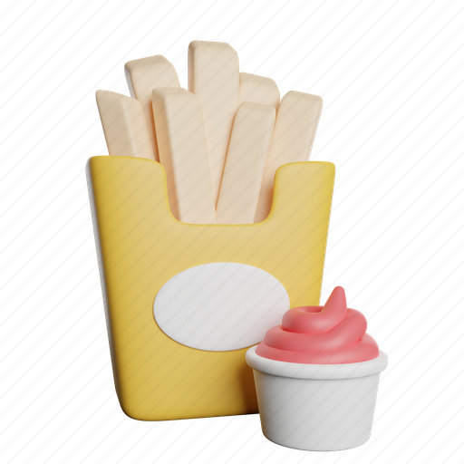 French, fries, front, france 3D illustration - Download on Iconfinder